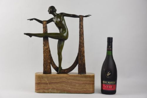 LARGE ART DECO BRONZE FIGURE OF A STANDING FEMALE NUDE DANCER - ADDITIONAL PHOTO 2
