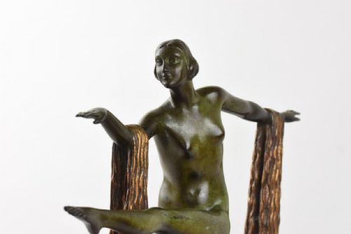 LARGE ART DECO BRONZE FIGURE OF A STANDING FEMALE NUDE DANCER - ADDITIONAL PHOTO 8
