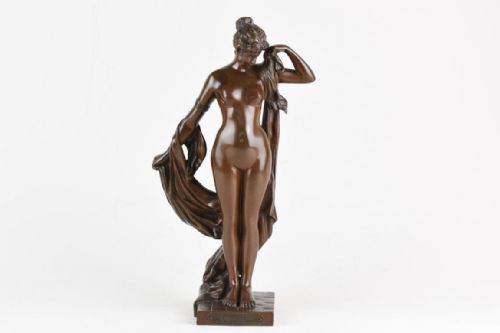 art nouveau patinated bronze figure phryne pierre etienne daniel campagne - CATEGORY: ANTIQUE SCULPTURES - DATED 1890