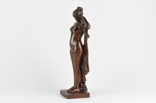 ART NOUVEAU PATINATED BRONZE FIGURE PHRYNE PIERRE ETIENNE DANIEL CAMPAGNE - ADDITIONAL PHOTO 1