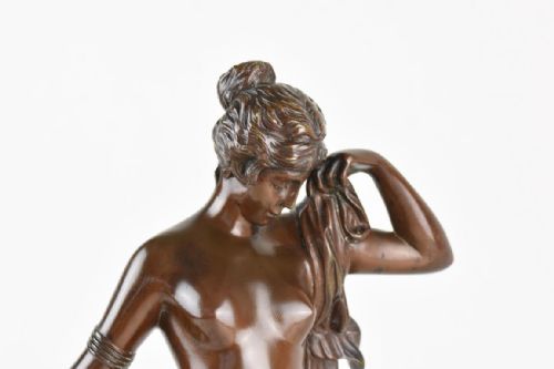 ART NOUVEAU PATINATED BRONZE FIGURE PHRYNE PIERRE ETIENNE DANIEL CAMPAGNE - ADDITIONAL PHOTO 4