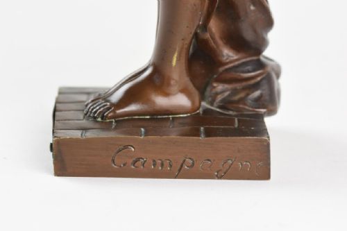 ART NOUVEAU PATINATED BRONZE FIGURE PHRYNE PIERRE ETIENNE DANIEL CAMPAGNE - ADDITIONAL PHOTO 7