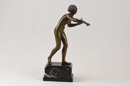 BALANCING GOTTHILF JAEGER AN ART NOUVEAU PATINATED BRONZE FIGURE - ADDITIONAL PHOTO 3