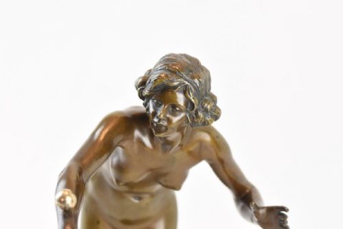 BALANCING GOTTHILF JAEGER AN ART NOUVEAU PATINATED BRONZE FIGURE - ADDITIONAL PHOTO 4