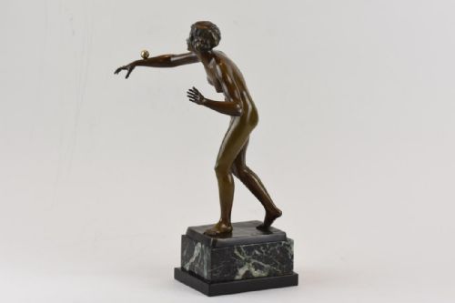 BALANCING GOTTHILF JAEGER AN ART NOUVEAU PATINATED BRONZE FIGURE - ADDITIONAL PHOTO 5