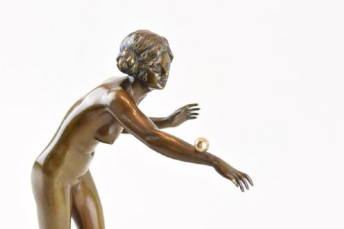 BALANCING GOTTHILF JAEGER AN ART NOUVEAU PATINATED BRONZE FIGURE - ADDITIONAL PHOTO 7