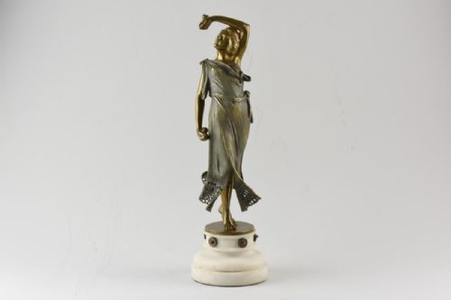 art nouveau bronze castanet dancer with removable dress by max klein - CATEGORY: ANTIQUE SCULPTURES - DATED 1900
