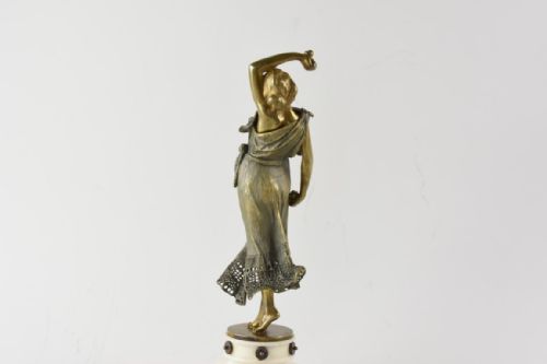 ART NOUVEAU BRONZE CASTANET DANCER WITH REMOVABLE DRESS BY MAX KLEIN - ADDITIONAL PHOTO 9