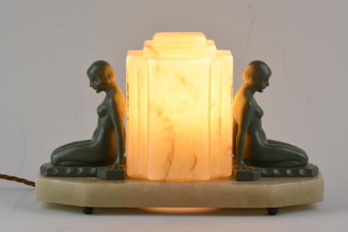 ART DECO LAMP WITH 2 FEMALE FIGURES - ADDITIONAL PHOTO 3