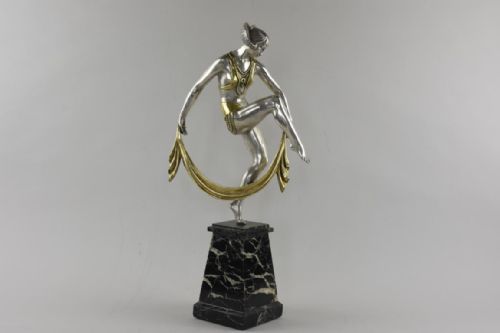 art deco bronze figure danseuse a l'echarpe by raymonde guerbe - CATEGORY: ANTIQUE SCULPTURES - DATED 1920