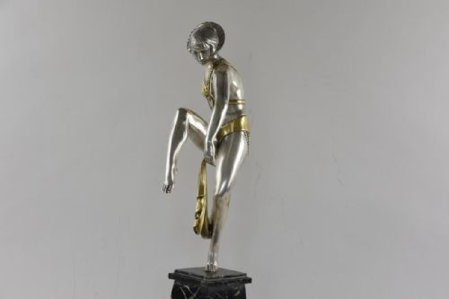 ART DECO BRONZE FIGURE DANSEUSE A L'ECHARPE BY RAYMONDE GUERBE - ADDITIONAL PHOTO 2