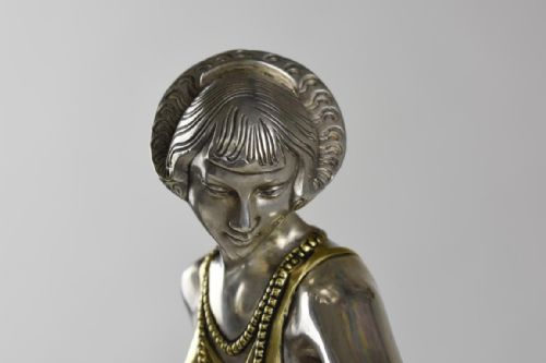 ART DECO BRONZE FIGURE DANSEUSE A L'ECHARPE BY RAYMONDE GUERBE - ADDITIONAL PHOTO 3