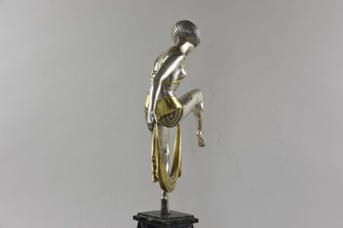 ART DECO BRONZE FIGURE DANSEUSE A L'ECHARPE BY RAYMONDE GUERBE - ADDITIONAL PHOTO 4