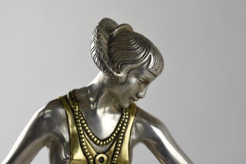 ART DECO BRONZE FIGURE DANSEUSE A L'ECHARPE BY RAYMONDE GUERBE - ADDITIONAL PHOTO 6
