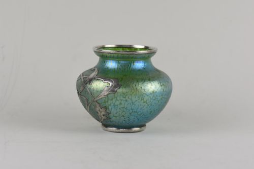 ART NOUVEAU LOETZ PAPILLON VASE WITH SILVER OVERLAY - ADDITIONAL PHOTO 2