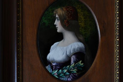 LIMOGES ENAMEL PLAQUE DAPHNE BY JULES SARLANDIE - ADDITIONAL PHOTO 3