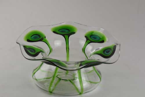 AN ART NOUVEAU 2 COLOUR PEACOCK TRAIL VASE - ADDITIONAL PHOTO 5