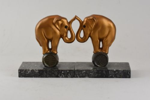 a rare pair of art deco elephant bookends - CATEGORY: ANTIQUE MISCELLANEOUS - DATED 1920