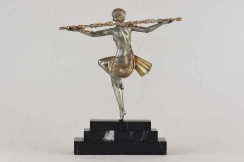 ART DECO BRONZE PIERRE LE FAGUAYS DANCER WITH THRYSUS - ADDITIONAL PHOTO 2