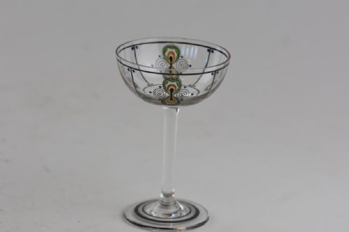 A SET OF 4 ART DECO STEINSCHONAU ENAMELLED SMALL DRINKING GLASSES - ADDITIONAL PHOTO 1