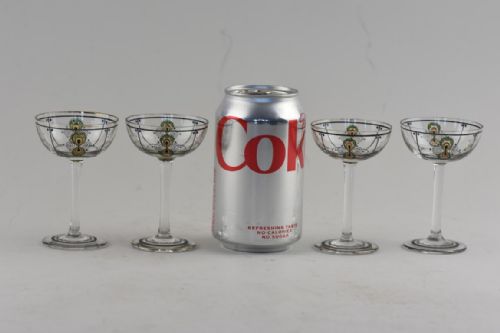 A SET OF 4 ART DECO STEINSCHONAU ENAMELLED SMALL DRINKING GLASSES - ADDITIONAL PHOTO 3