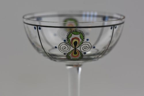 A SET OF 4 ART DECO STEINSCHONAU ENAMELLED SMALL DRINKING GLASSES - ADDITIONAL PHOTO 4