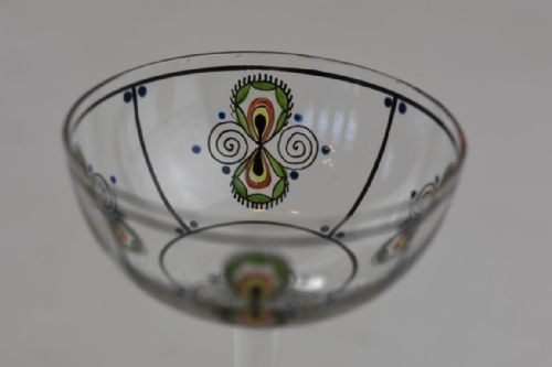 A SET OF 4 ART DECO STEINSCHONAU ENAMELLED SMALL DRINKING GLASSES - ADDITIONAL PHOTO 5