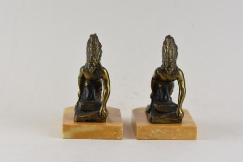 ART DECO BOOKENDS WITH FIGURES OF NATIVE AMERICANS - ADDITIONAL PHOTO 2