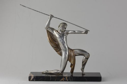 art deco bronze javelin thrower michel decoux - CATEGORY: ANTIQUE SCULPTURES - DATED 1920