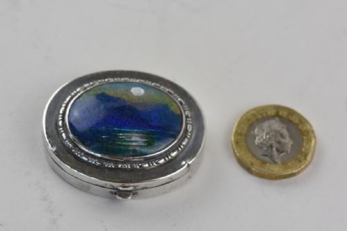 LIBERTY ARTS AND CRAFTS SILVER PILL BOX WITH AN ENAMELLED SCENE - ADDITIONAL PHOTO 2