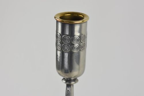 WMF POLISHED PEWTER ART NOUVEAU 3 BRANCH CANDELABRA - ADDITIONAL PHOTO 4
