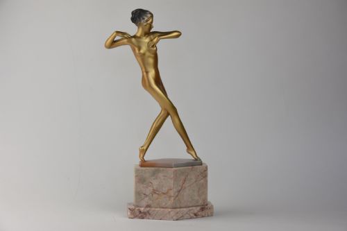 art deco cold painted bronze dancer by josef lorenzl - CATEGORY: ANTIQUE SCULPTURES - DATED 1930