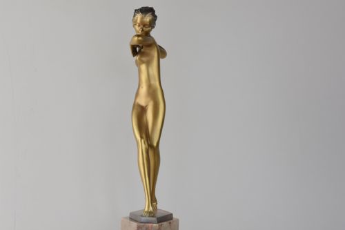 ART DECO COLD PAINTED BRONZE DANCER BY JOSEF LORENZL - ADDITIONAL PHOTO 1