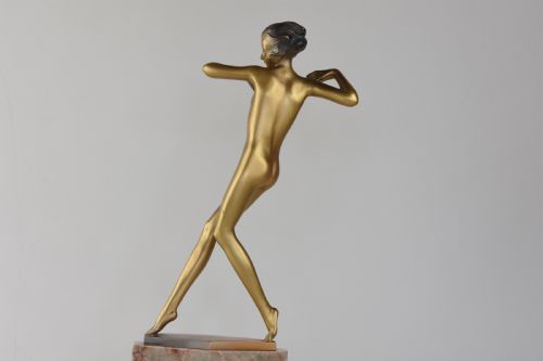 ART DECO COLD PAINTED BRONZE DANCER BY JOSEF LORENZL - ADDITIONAL PHOTO 2
