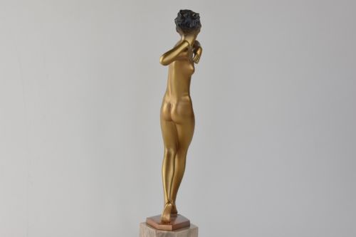 ART DECO COLD PAINTED BRONZE DANCER BY JOSEF LORENZL - ADDITIONAL PHOTO 3