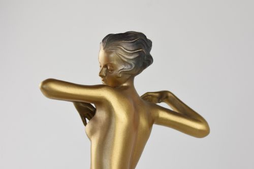 ART DECO COLD PAINTED BRONZE DANCER BY JOSEF LORENZL - ADDITIONAL PHOTO 5