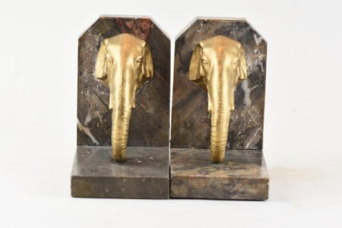 A PAIR OF ART DECO BOOKENDS WITH ELEPHANT HEADS - ADDITIONAL PHOTO 4