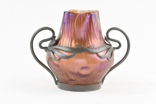 LOETZ BRONZE RUSTICANA VASE IN PEWTER 2 HANDLED MOUNT BY VAN HAUTEN - ADDITIONAL PHOTO 2