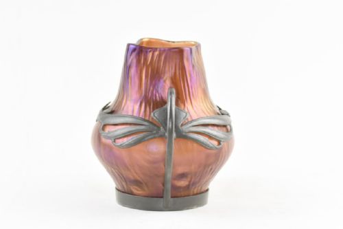 LOETZ BRONZE RUSTICANA VASE IN PEWTER 2 HANDLED MOUNT BY VAN HAUTEN - ADDITIONAL PHOTO 3