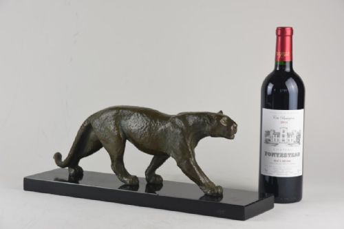 ART DECO PATINATED BRONZE FIGURE OF A PANTHER - ADDITIONAL PHOTO 1