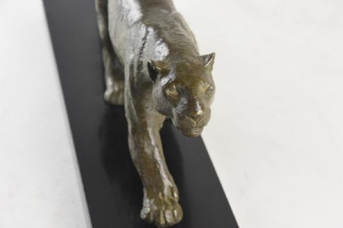 ART DECO PATINATED BRONZE FIGURE OF A PANTHER - ADDITIONAL PHOTO 3