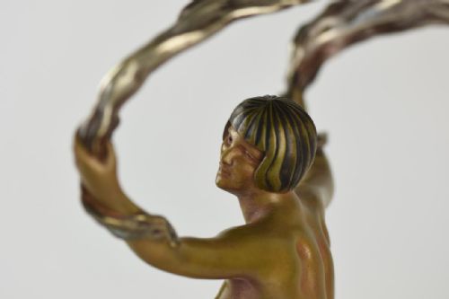 ART DECO PATINATED BRONZE FIGURE BY MAURICE GUIRAUD RIVIERE DANSEUSE A LECHARPE - ADDITIONAL PHOTO 10