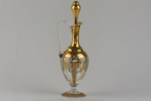 ART NOUVEAU BOHEMIAN ENAMELLED GLASS DECANTER AND 4 MATCHING GLASSES - ADDITIONAL PHOTO 1