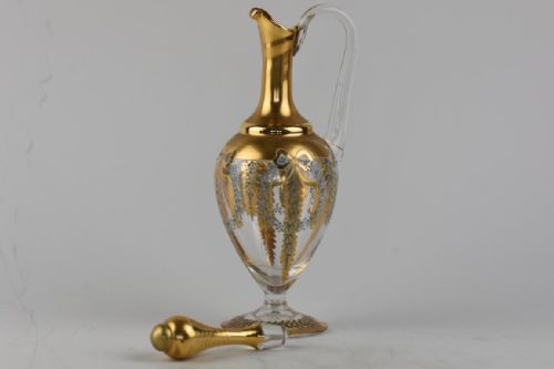 ART NOUVEAU BOHEMIAN ENAMELLED GLASS DECANTER AND 4 MATCHING GLASSES - ADDITIONAL PHOTO 3