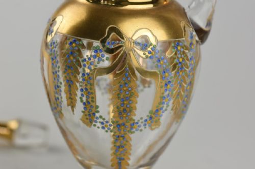 ART NOUVEAU BOHEMIAN ENAMELLED GLASS DECANTER AND 4 MATCHING GLASSES - ADDITIONAL PHOTO 6