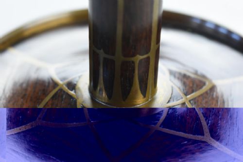 A PAIR OF ERHARD AND SONS ROSEWOOD AND BRASS CANDLESTICKS - ADDITIONAL PHOTO 4