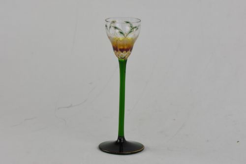 A THERESIENTHAL FLORAL ENAMELLED CORDIAL GLASS