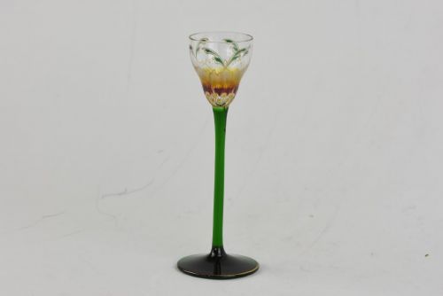 A THERESIENTHAL FLORAL ENAMELLED CORDIAL GLASS - ADDITIONAL PHOTO 1