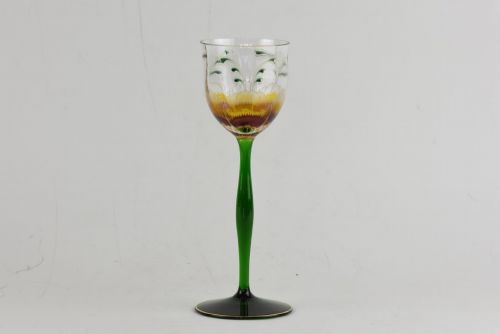 A THEREISENTHAL FLORAL ENAMELLED WINE GLASS