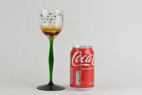 A THEREISENTHAL FLORAL ENAMELLED WINE GLASS - ADDITIONAL PHOTO 4